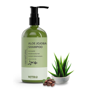 Vitro Aloe Jojoba Shampoo 250 ml | Pack | For Smooth & Shiny Hair | Anti-Hairfall | For All Hair Types | Paraben Free